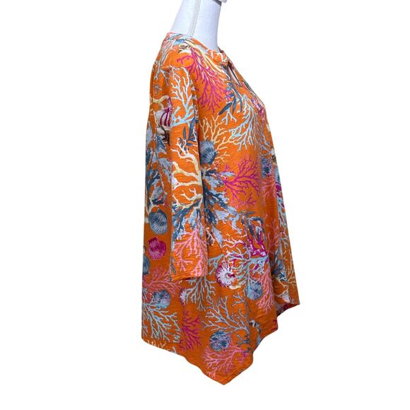 Chico's orange trapeze tunic, vacation, resort, tropical, colorful, nautical - Picture 3 of 7